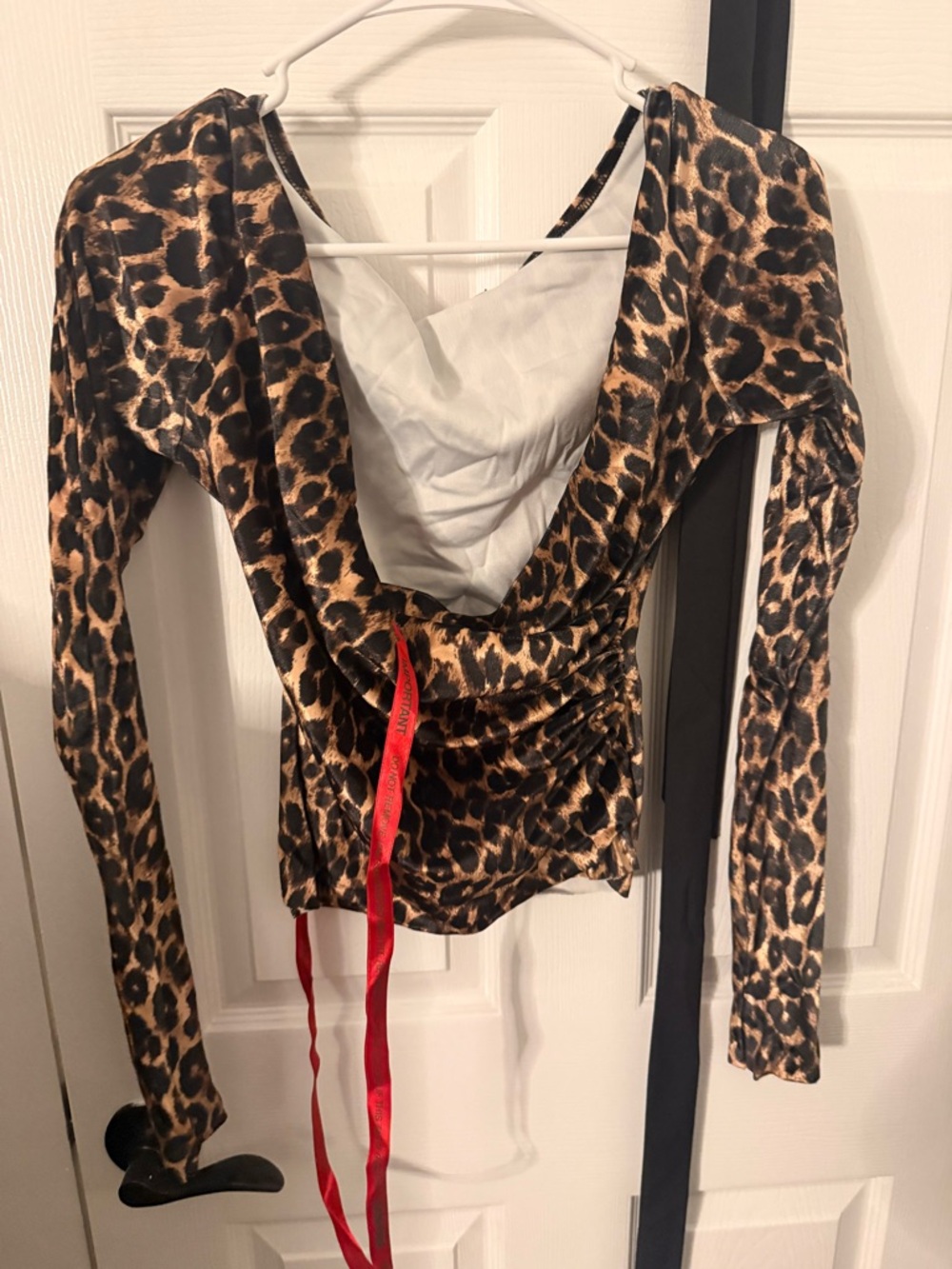 Leopard-Print Long Sleeve Wrap Top - Brown/Black